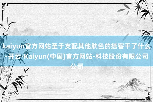 kaiyun官方网站至于支配其他肤色的搭客干了什么-开云·Kaiyun(中国)官方网站-科技股份有限公司