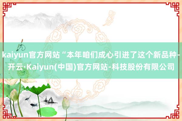 kaiyun官方网站“本年咱们成心引进了这个新品种-开云·Kaiyun(中国)官方网站-科技股份有限公司